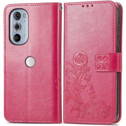 Mobigear Clover Motorola Edge 30 Pro Klapphülle Portemonnaie - Magenta