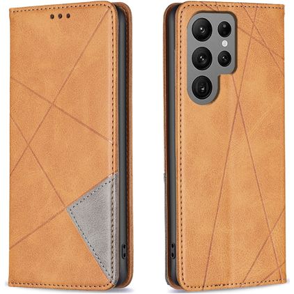 Mobigear Rhombus Slim Samsung Galaxy S24 Ultra Klapphülle - Cognac