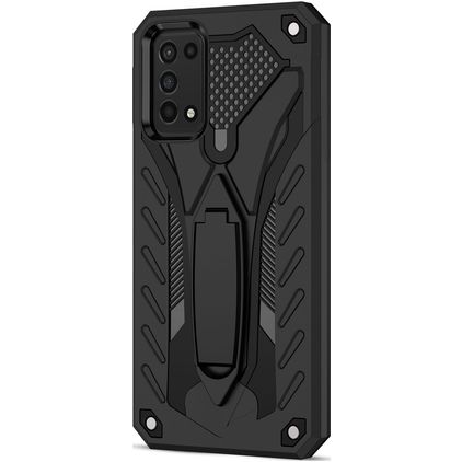 Mobigear Armor Stand Samsung Galaxy A03s Hülle Hardcase Backcover Stoßfest mit Ständer - Schwarz