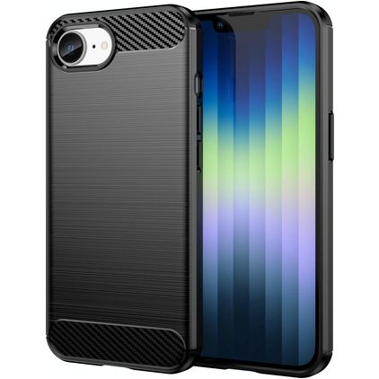 Mobigear Brushed Slim iPhone 16e Hülle Flexibles TPU Backcover - Schwarz