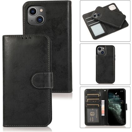 Mobigear Wallet iPhone 13 Pro Max Hülle Abnehmbare 2in1 Klapphülle Geldbörse - Schwarz