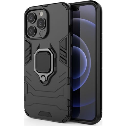 Mobigear Armor Ring iPhone 13 Pro Hülle Hardcase Backcover Stoßfest mit Ringhalter - Schwarz