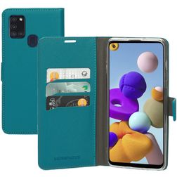 Mobiparts Saffiano Wallet Samsung Galaxy A21s Hülle Klapphülle Geldbörse - Türkis