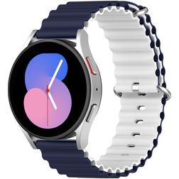 Mobigear Ocean Silikon Smartwatch Armband Dornschließe - 22 mm - Weiß / Dunkelblau
