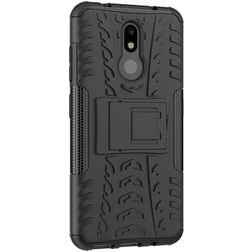 Mobigear Tire Nokia 4.2 Hülle Hardcase Backcover Stoßfest mit Ständer - Schwarz