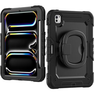 Mobilize Rotating Defender iPad Pro 11 Zoll (2024) Hülle Kunststoff,Silikon Backcover + Schulterträger + Ständer - Schwarz