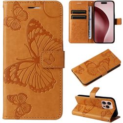 Mobigear Butterfly iPhone 16 Pro Hülle Klapphülle Geldbörse - Cognac