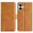 Mobigear Slim Magnet iPhone 17 Hülle Klapphülle Geldbörse - Cognac