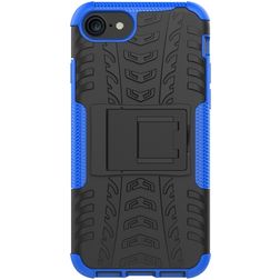Mobigear Tire iPhone SE (2020) Hülle Hardcase Backcover Stoßfest mit Ständer - Schwarz / Blau