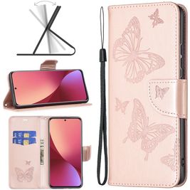 Mobigear Butterfly Xiaomi 12 Hülle Klapphülle Geldbörse - Roségold