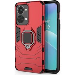 Mobigear Armor Ring OnePlus Nord 2T 5G Hülle Hardcase Backcover Stoßfest mit Ringhalter - Rot