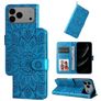 Mobigear Sunflower iPhone 17 Pro Max Hülle Klapphülle Geldbörse - Blau