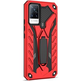 Mobigear Armor Stand Vivo V21 Hülle Hardcase Backcover Stoßfest mit Ständer - Rot