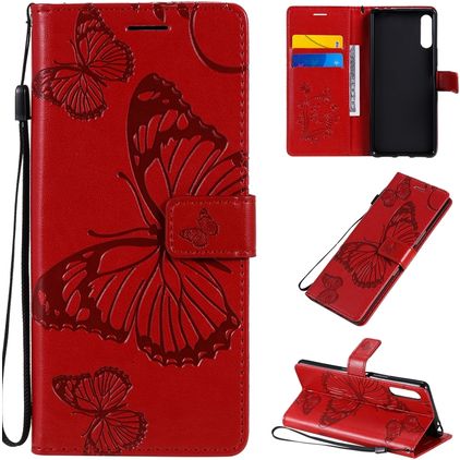 Mobigear Butterfly Sony Xperia L4 Klapphülle Portemonnaie - Rot