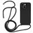 Mobigear Lanyard iPhone 15 Silikon Handykette - Schwarz