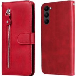 Mobigear Zipper Samsung Galaxy S23 Hülle Klapphülle Geldbörse - Rot