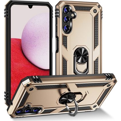 Mobigear Armor Ring Samsung Galaxy A14 Hülle Hardcase Backcover Stoßfest mit Ringhalter - Gold
