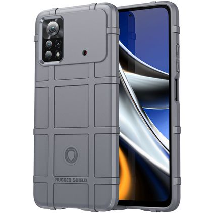 Mobigear Rugged Shield POCO X4 Pro 5G Hülle Flexibles TPU Backcover Stoßfest - Grau