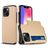 Mobigear Card iPhone 15 Hülle Hardcase Backcover Stoßfest mit Kartenhalter - Gold