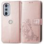 Mobigear Clover Motorola Edge 30 Pro Hülle Klapphülle Geldbörse - Roségold