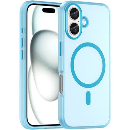 Mobigear Shockproof iPhone 16 MagSafe Hülle Flexibles TPU Backcover - Blau
