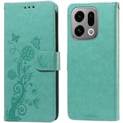 Mobigear Flowers OPPO Find X9 Hülle Klapphülle Geldbörse - Grün