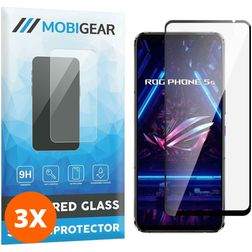 Mobigear Premium ASUS ROG Phone 5s Panzerglas Gehärtetes Glas Displayschutz - Hüllenfreundlich - Schwarz (3er Pack)