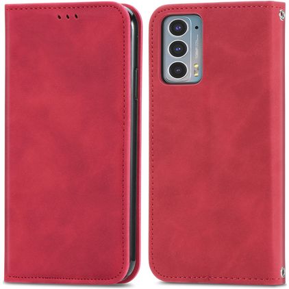 Mobigear Retro Slim Motorola Edge 20 Hülle Klapphülle Geldbörse - Rot