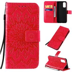 Mobigear Sunflower Samsung Galaxy S20 Hülle Klapphülle Geldbörse - Rot