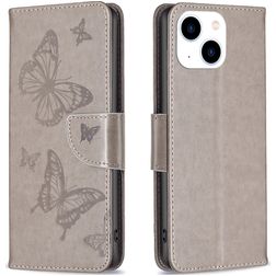 Mobigear Butterfly iPhone 15 Hülle Klapphülle Geldbörse - Grau