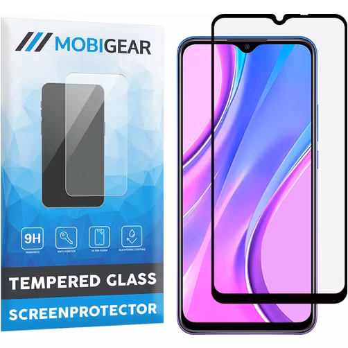 Mobigear Premium Xiaomi Redmi 9 Panzerglas Gehärtetes Glas Displayschutz - Hüllenfreundlich - Schwarz
