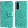 Mobigear Sunflower Samsung Galaxy A57 Hülle Klapphülle Geldbörse - Grün