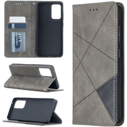 Mobigear Rhombus Magnetic Leather Wallet Case Gray Samsung Galaxy A52 5G