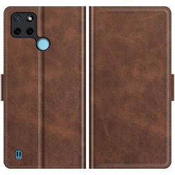 Mobigear Slim Magnet Realme C25Y Hülle Klapphülle Geldbörse - Braun