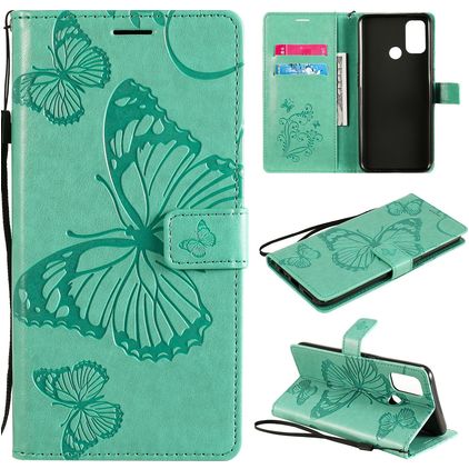 Mobigear Butterfly OPPO A53s Klapphülle Portemonnaie - Türkis