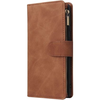 Mobigear Zipper Samsung Galaxy Note 10 Lite Hülle Klapphülle Geldbörse - Braun