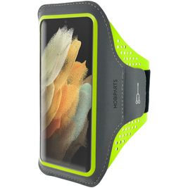 Mobiparts Comfort Fit Handyhalterung Joggen Samsung Galaxy S21 Ultra Sporthülle Neopren Sportarmband - Neon Green
