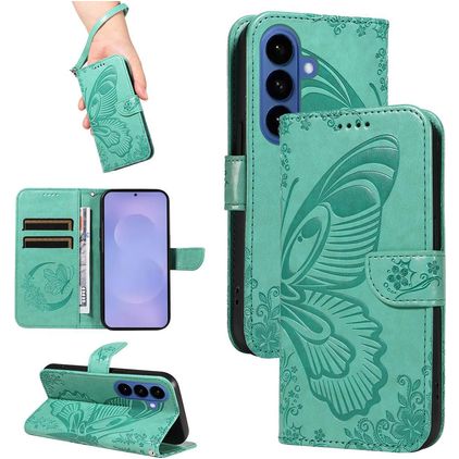 Mobigear Butterfly Samsung Galaxy S26 Plus Hülle Klapphülle Geldbörse - Grün