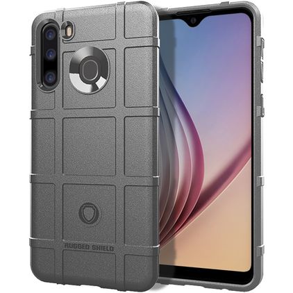 Mobigear Rugged Shield Samsung Galaxy A21 Hülle Flexibles TPU Backcover Stoßfest - Grau