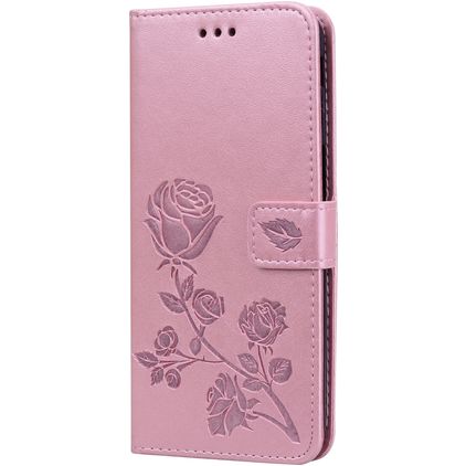 Mobigear Roses Samsung Galaxy J6 Plus Hülle Klapphülle Geldbörse - Roségold
