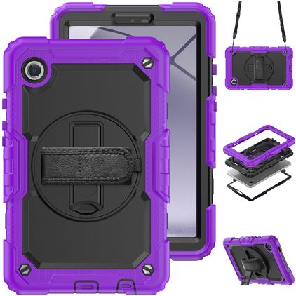 Mobigear SureGrip Xtreme Samsung Galaxy Tab A9 (2023) Hülle Kunststoff / Silikon Backcover + Schultergurt + Ständer - Lila