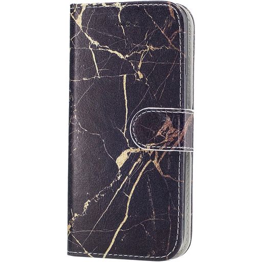 Mobigear Marble iPhone SE (2020) Hülle Klapphülle Geldbörse - Schwarz