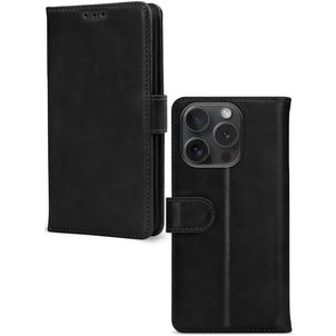 Mobilize Wallet iPhone 15 Pro Hülle Echtes Leder Klapphülle Geldbörse - Schwarz