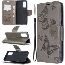 Mobigear Butterfly Samsung Galaxy S20 Klapphülle Portemonnaie - Grau