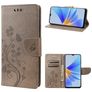 Mobigear Flowers OPPO A17 Hülle Klapphülle Geldbörse - Grau
