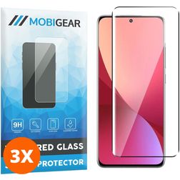Mobigear Premium Xiaomi 12 Panzerglas Gehärtetes Glas Displayschutz - Hüllenfreundlich - Schwarz (3er Pack)