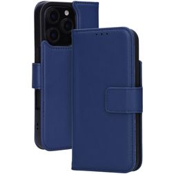 Mobiparts Wallet iPhone 16 Pro MagSafe Hülle Echtes Leder Klapphülle Geldbörse - Blau