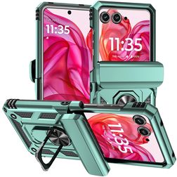 Mobigear Armor Ring Motorola Razr 50 Hülle Hardcase Backcover Stoßfest mit Ringhalter - Grün
