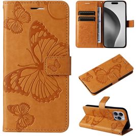 Mobigear Butterfly iPhone 16 Pro Max Hülle Klapphülle Geldbörse - Cognac