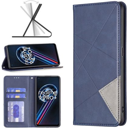 Mobigear Rhombus Slim Realme 9 Pro Plus Hülle Klapphülle - Blau
